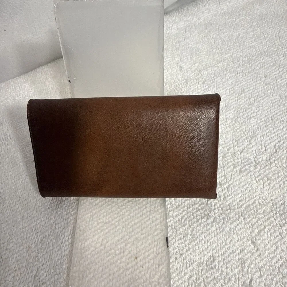 Vintage Rolfs Tri Fold Key Caddy Key Holder Leather Cow Hide Brown Case u